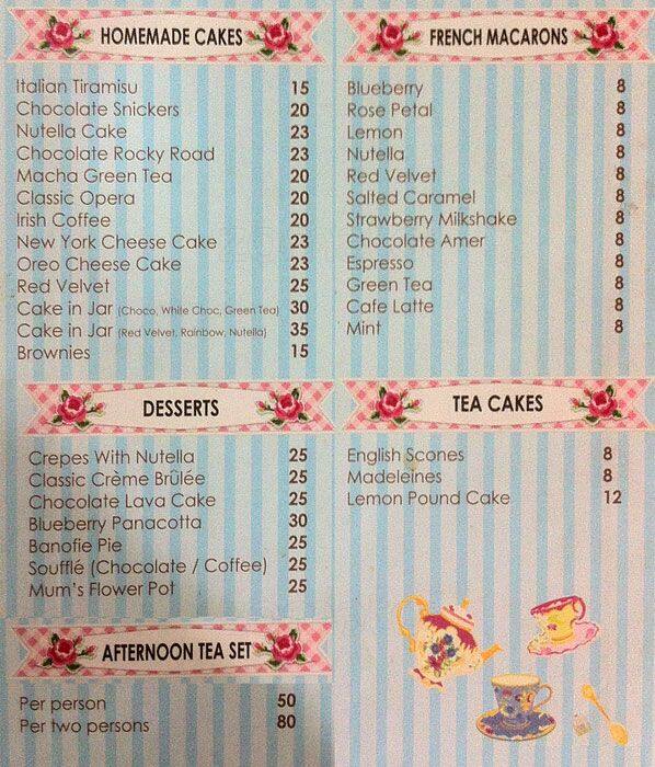 Natasha's Party Cakes, Gandaria Menu