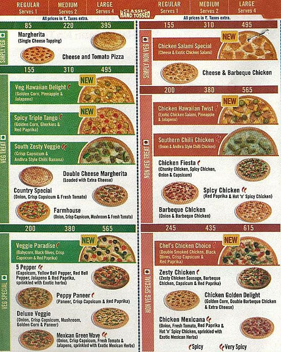 Domino's Pizza Menu, Menu for Domino's Pizza, Somajiguda, Hyderabad ...