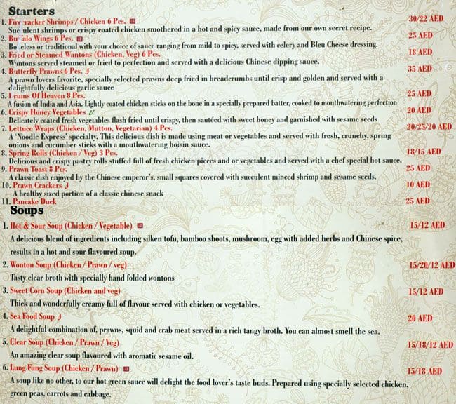 Noodle Express Menu, Menu for Noodle Express, Business Bay, Dubai