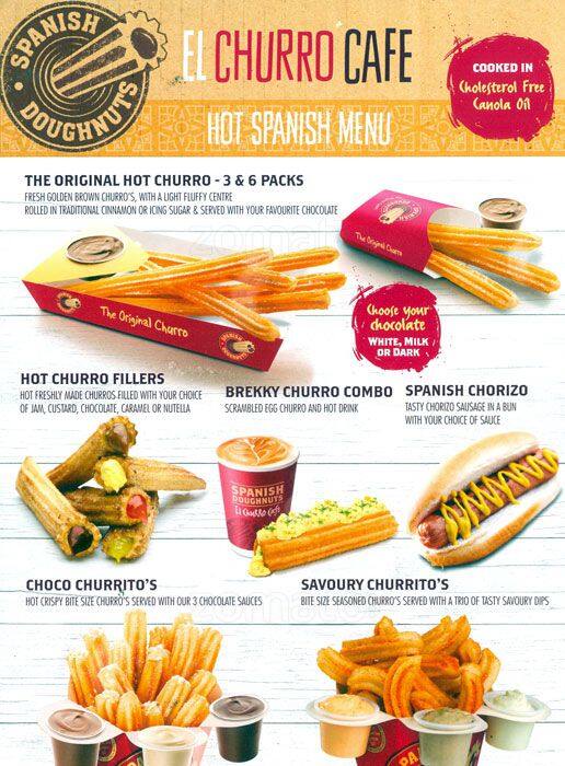 Spanish Doughnuts Menu, Menu for Spanish Doughnuts, CBD, Melbourne
