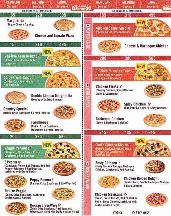 Domino's Pizza Menu, Menu for Domino's Pizza, Wilson Garden, Bangalore ...