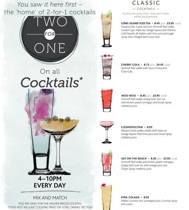 The Slug and Lettuce Menu, Menu for The Slug and Lettuce, North