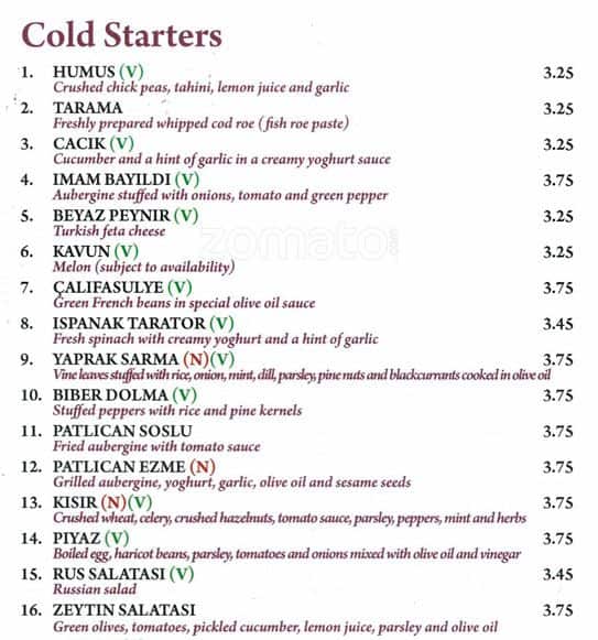 Likya Menü, Likya, Golders Green, London için Menü Zomato UK