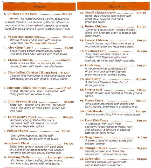 Mustangs Bar And Grill Menu