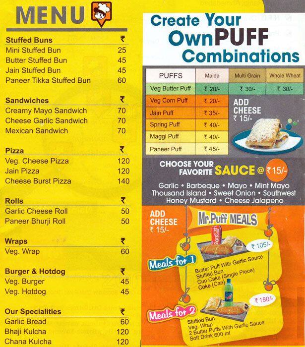 Mr. Puff Menu, Menu for Mr. Puff, Vastrapur, Ahmedabad Zomato