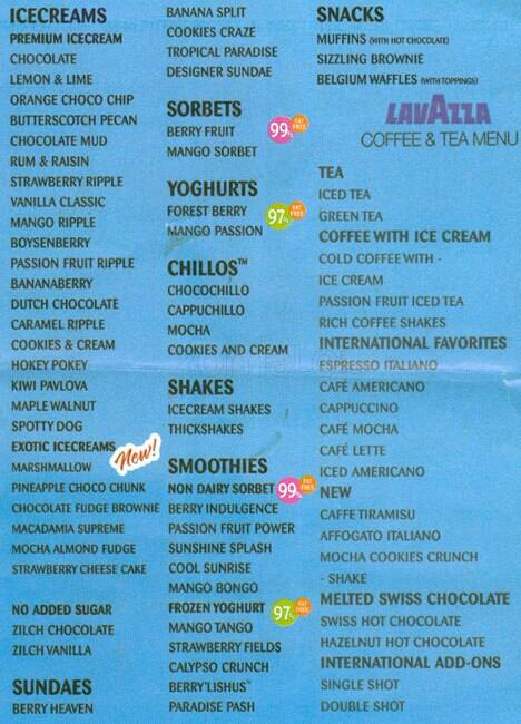 New Zealand Natural Ice Cream Menu - Zomato