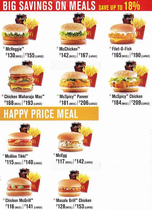 McDonald's Menu, Menu for McDonald's, Indiranagar, Bangalore - Zomato